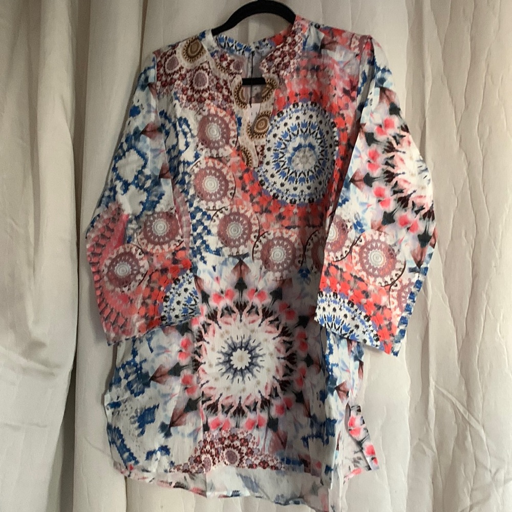 Rosemarine Made In Italy 100% Linen Kaftan Top XL